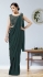 Green lycra readymade patch work saree 1015760d