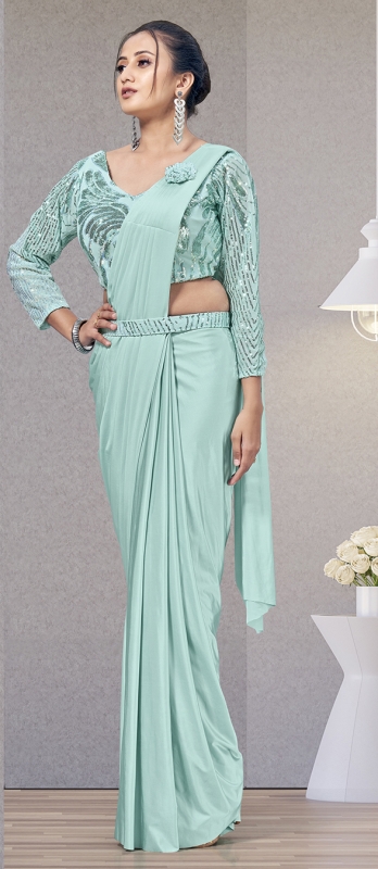 Aquablue lycra readymade saree 1015780a