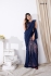 Blue sequins work lycra readymade saree 10213b