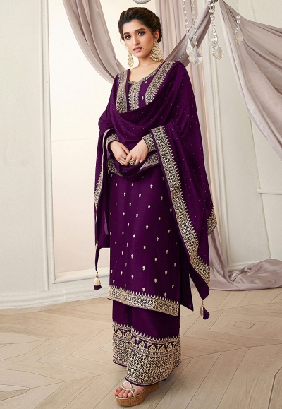 Purple silk kameez with palazzo 15454