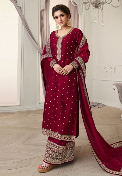 Maroon silk kameez with palazzo 15458