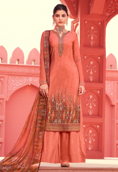 Peach crepe kameez with palazzo 7526