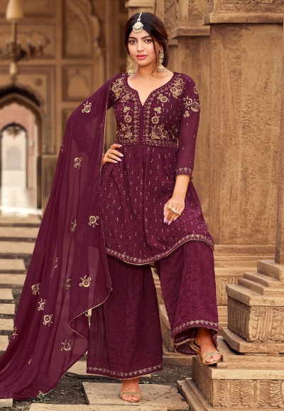 Wine georgette sharara suit 2009