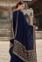 Navy blue georgette abaya style anarkali suit 22306