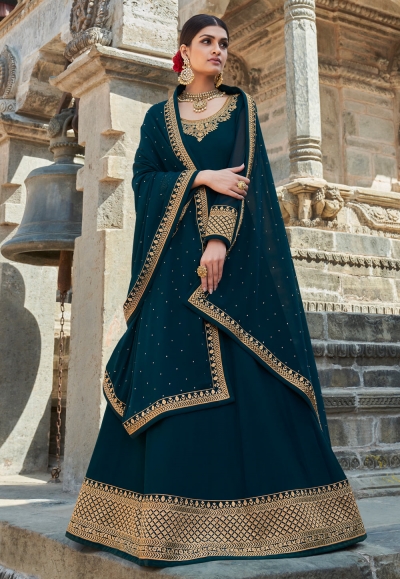 Navy blue georgette long anarkali suit 22303