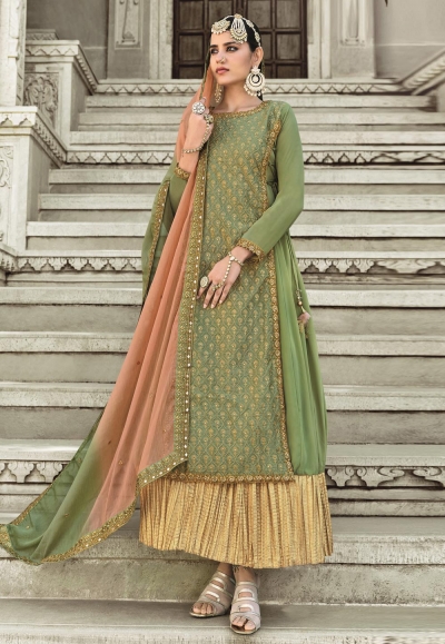 Mehndi georgette anarkali suit 1005a