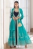 Sky blue georgette jacket style suit 8480