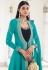 Sky blue georgette jacket style suit 8480