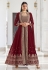 Maroon georgette jacket style suit 8481