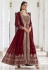 Maroon georgette jacket style suit 8481