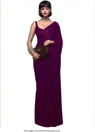 Bollywood Sabyasachi Inspired Wine georgette sequin saree