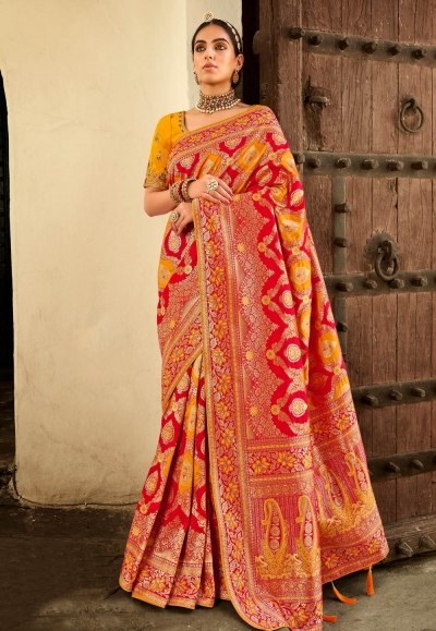 Red silk saree with blouse 2201