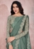 Sea green satin silk saree with blouse 21810