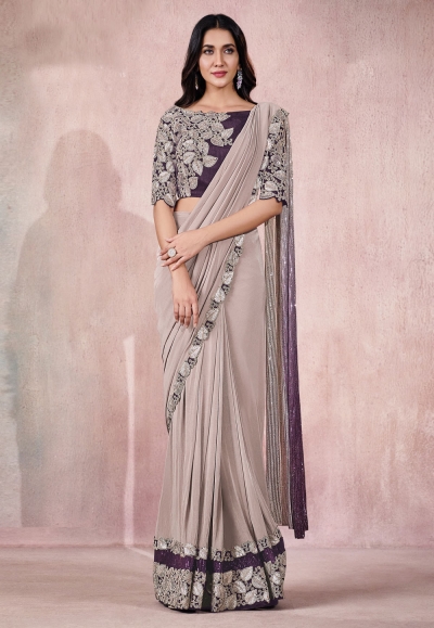 Lavender lycra festival wear saree 21819