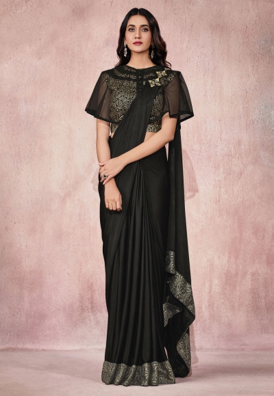 Black lycra festival wear saree 21821