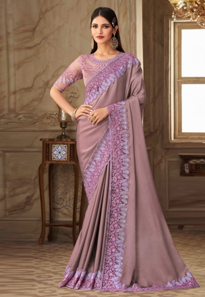 Brown silk festival wear saree 6310