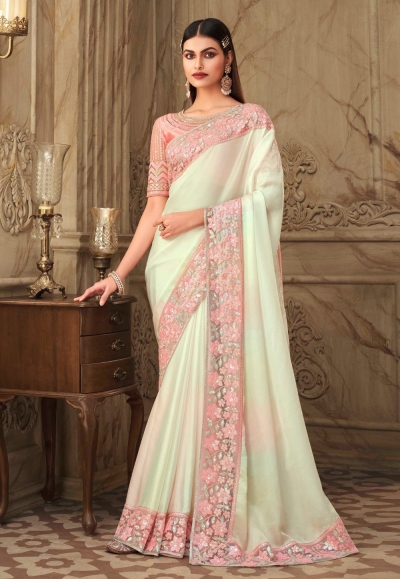 Cream silk saree with blouse 6315