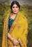 Yellow satin silk festival wear saree 141796