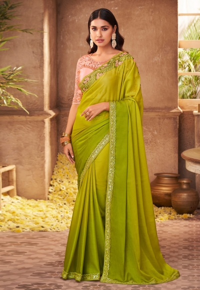 Light green silk saree with blouse 911