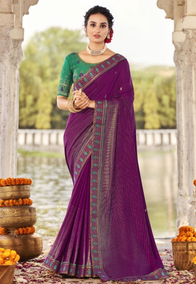 Purple silk festival wear saree 9215