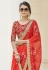 Red organza festival wear saree 9504