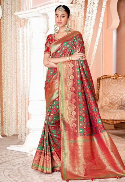 Maroon silk festival wear saree 13390