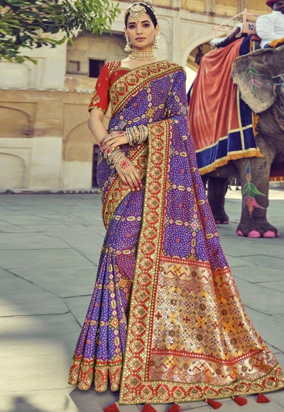 Purple silk festival wear saree 6103