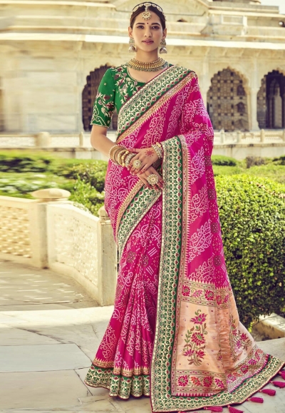 Magenta silk saree with blouse 6114