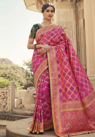 Pink silk festival wear saree 10164