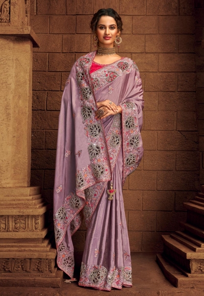 Light purple organza festival wear saree 1403