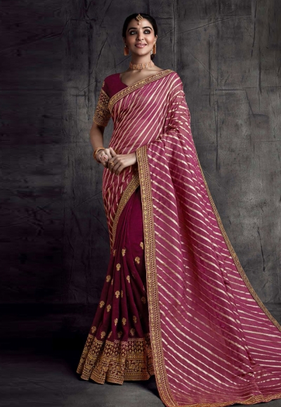Magenta silk festival wear saree 8316