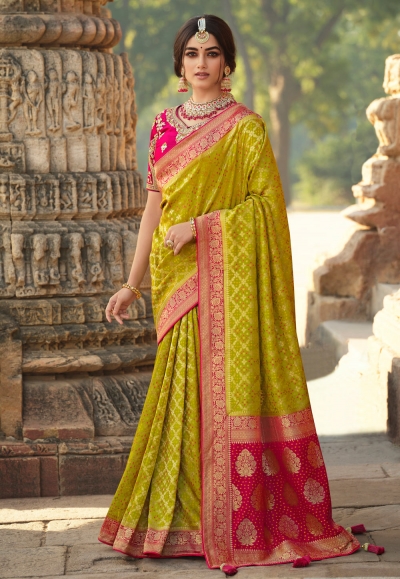 Light green silk saree with blouse 13376