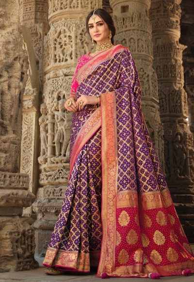 Purple silk festival wear saree 13377