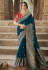 Navy blue silk festival wear saree 13383