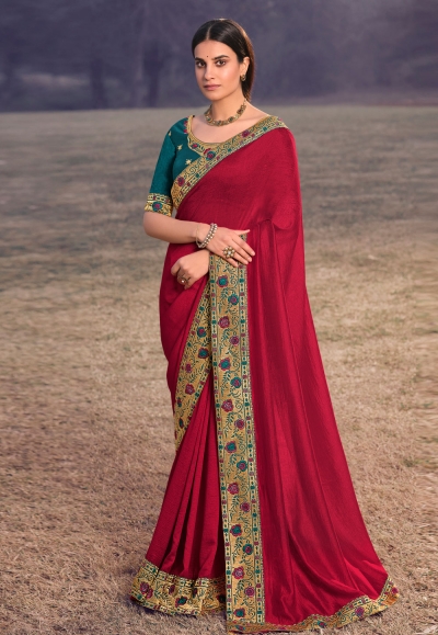 Magenta silk saree with blouse 3901