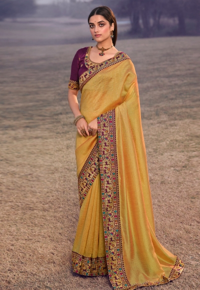 Beige silk saree with blouse 3909