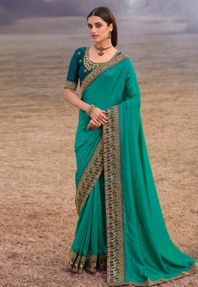 Sky blue silk festival wear saree 3906