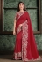 Red satin silk festival wear saree 22008