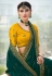 Teal satin chiffon saree with blouse 1103