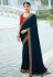 Navy blue satin chiffon saree with blouse 1105