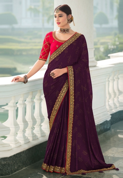 Buy Plum Purple Banarasi Silk Saree online-Karagiri – Karagiri Global