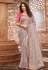 Grey net saree with blouse 1606