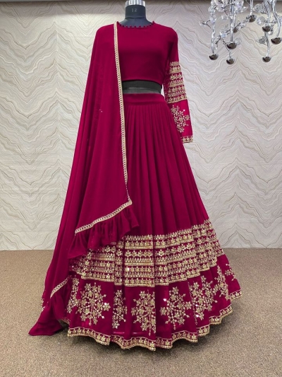 Bollywood Model Maroon georgette wedding lehenga