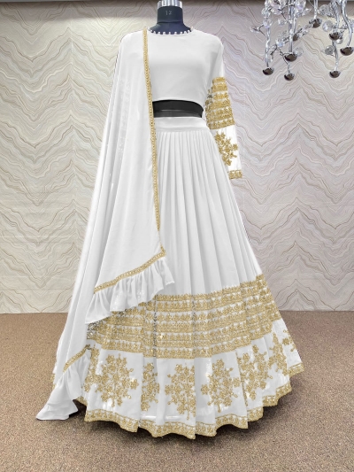 Bollywood Model White georgette wedding lehenga
