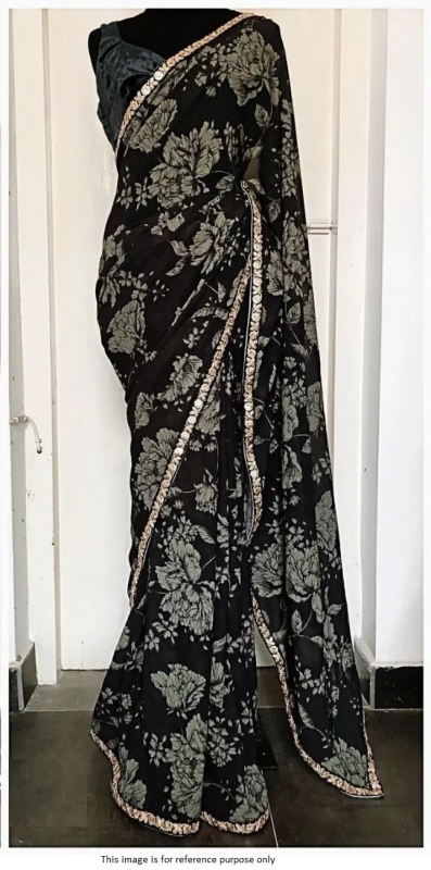 Bollywood Model black georgette saree
