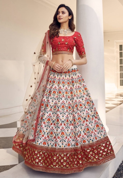 Off white art silk circular lehenga choli 1914