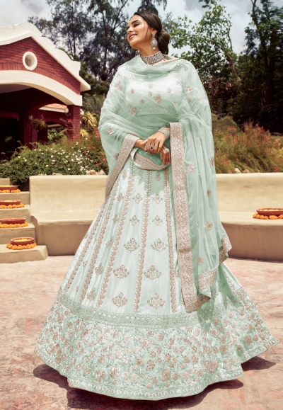 Sky blue crepe embroidered work lehenga choli 7125