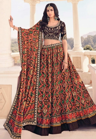 Orange rayon circular lehenga choli 103