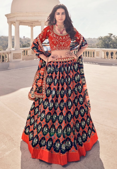 Navy blue rayon circular lehenga choli 105