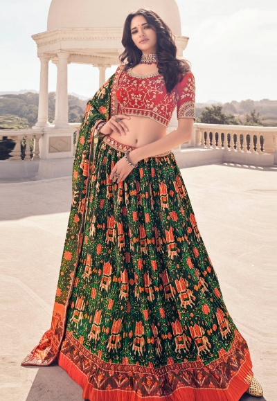 Green rayon circular lehenga choli 106